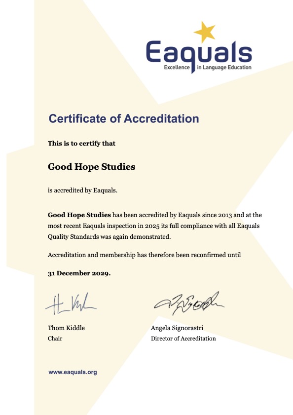 Eaquals Accreditation Certificate_GoodHopeStudies